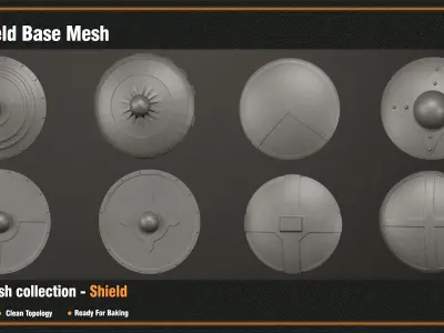 50 Shield Base Mesh - VOL 02-Game Ready  Low-poly 3D model