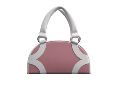 Pink Leather Half moon Tote Bag 3D model