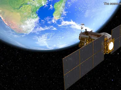 Space Satellite with Planet Earth 3D model