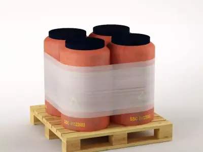 Plastic barrels on the pallet 3D model 3D model