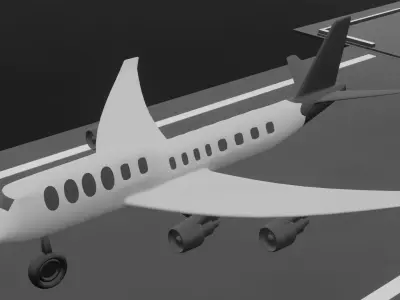 Airport environment with an aircraft Low-poly 3D model