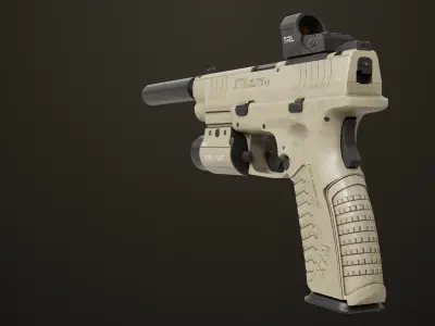 Pistol 06 Brown Generic All PBR Unity UE Textures Included Low-poly 3D model
