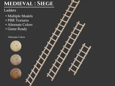 Medieval Siege Engine Ladders Low-poly 3D model