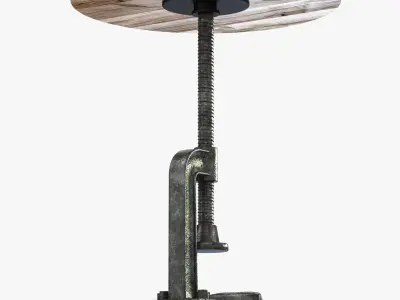 Reclaimed Wood Rustic Clamp Side Table Stool 3D model