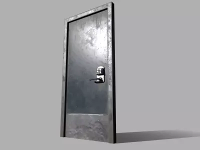 Animated Industrial Door With Keypad Low-poly 3D model