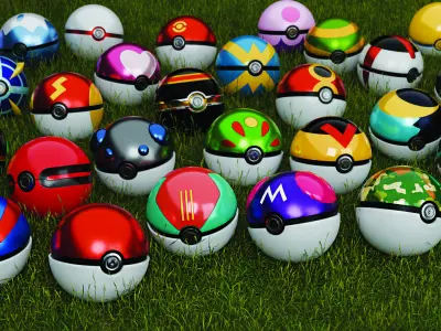 Pokeballs Collection - 27 different models  Low-poly 3D model