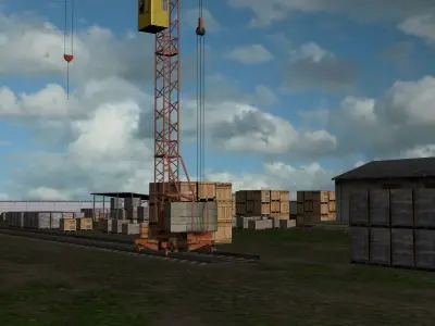 Industrial Area Low-poly 3D model