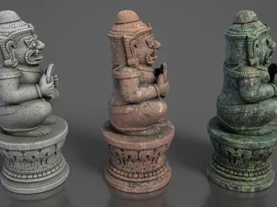 Ancient Khmer Statue14-250523 Low-poly 3D model