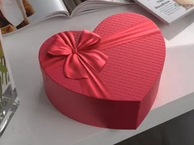 Heart Gift Box Packaging Red 3D model