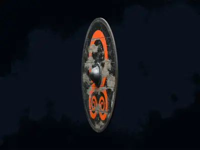 Viking shield 4 - War-Torn Low-poly 3D model