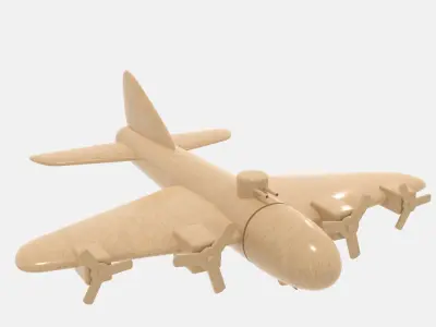 Wooden Bomber Low-poly 3D model