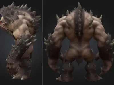 Mutant Spiked Ogre Monster Creature Sci Fi Alien Low-poly 3D model