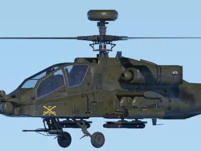 Boeing AH-64D Apache With Weapons Fully-Rigged Game Ready  Low-poly 3D model