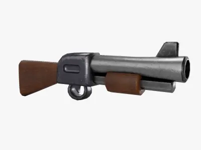 Stylized Shotgun Free low-poly 3D model