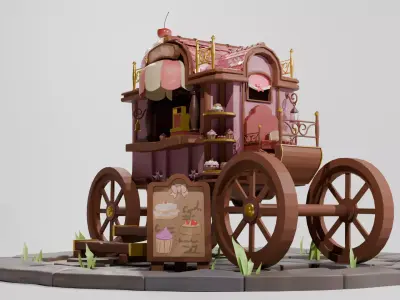 Wandering Carriage Low-poly 3D model