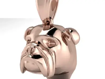 Bull Dog Head Pendant Charm Necklace 3D Model 3D print model