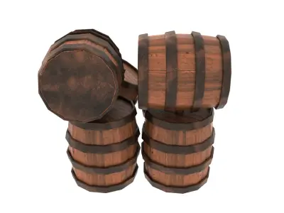 Wooden wine barrel Low-poly 3D model buy