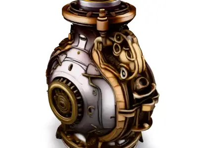 Steampunk Mechanical Vase Low-poly 3D model