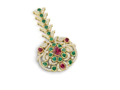 antique kundan  brooche  for woman with all render details 3D print model