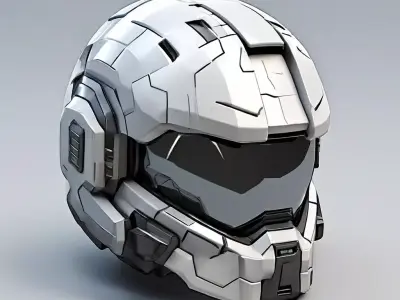 Scifi Helmet Futuristic Headgear Low-poly 3D model
