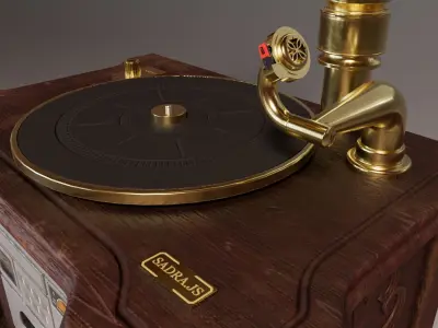 Tabletop Gramophone Low-poly 3D model