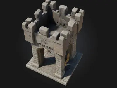 Stone Fortress Tower  Stalwart Defense in Medieval Style 3D model