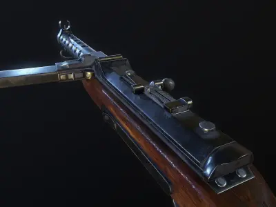 MP-34 german ww2 machine gun pbr Low-poly 3D model