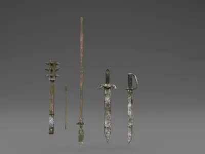 Rusty Weapons Low-poly 3D model