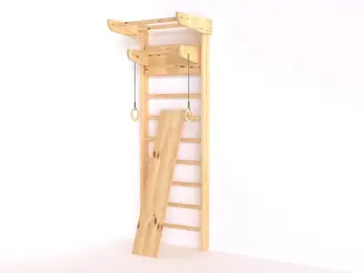 Wooden Swedish Wall 3D model 3D model