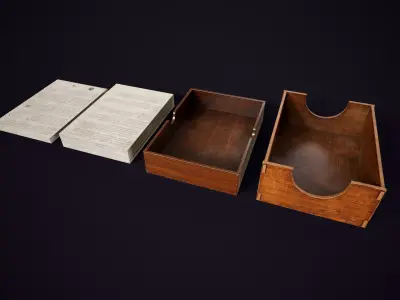 Vintage Desktop Document Trays Low-poly 3D model