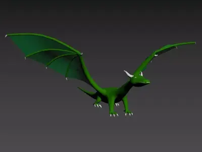 Low poly green dragon Low-poly 3D model
