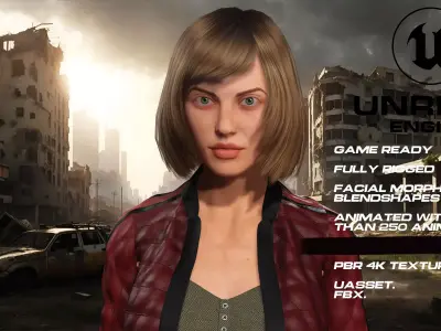 Zombie Hunter full rigged - game ready - animated Low-poly 3D model 4