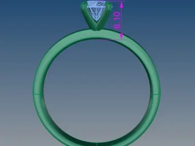 Solitaire Tappered Shank Engagement Ring 5mm Center Stone Size 7 3D print model