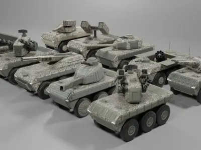 Low-Poly Armored Vehicles Pack Free low-poly 3D model