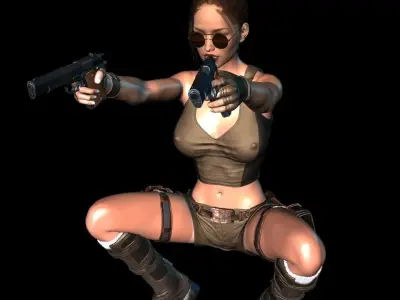 Lara Croft in action 3D model