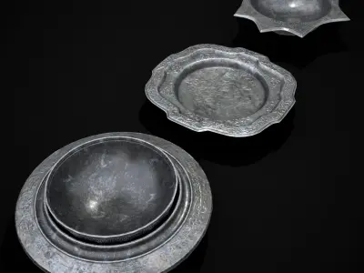 Tudor Pewter Bowls Low-poly 3D model