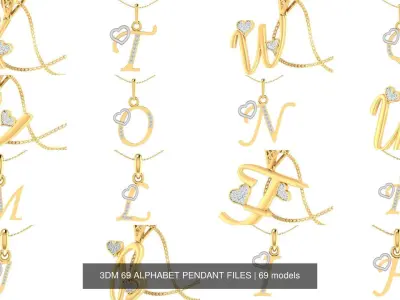3DM 69 ALPHABET PENDANT FILES 3D Model Pack