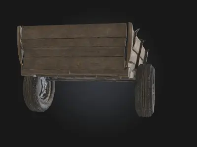 Wooden Handcart  Rustic Utility from a Bygone Era 3D model