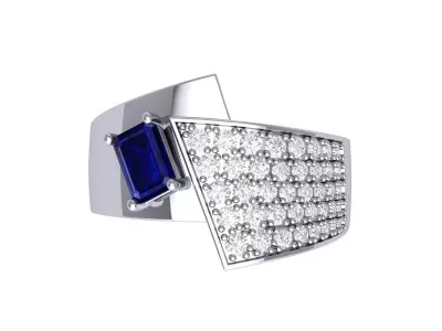 Emerald ArtDeco  Ring 3D print model