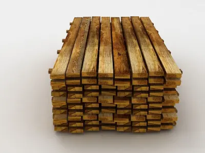 Wooden Boards Stack  3D model