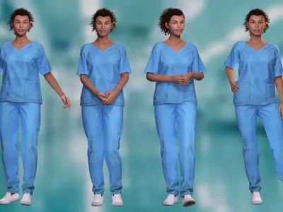 Realistic Healthcare Worker High-Quality 3D Nurse Character Low-poly 3D model