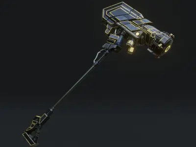 Sci Fi Hammer weapon PBR mid-poly Gameready Low-poly 3D model
