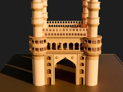Low-Poly Charminar 3D model temple in hyderabad Low-poly 3D model