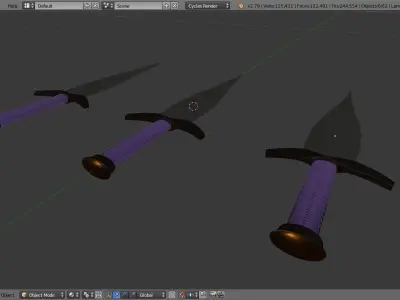 Daggers three knives Low-poly 3D model