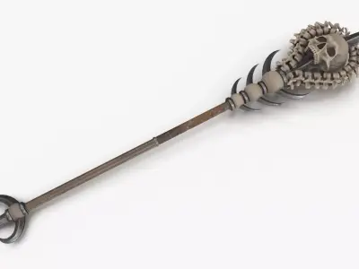 Staff Skull V2 PBR Low-poly 3D model