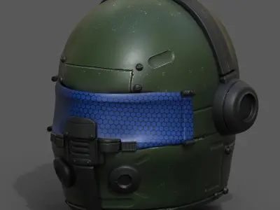 Helmet scifi fantasy futuristic military combat  Low-poly 3D model 4