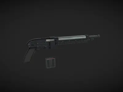 Shotgun with magazine Low-poly 3D model