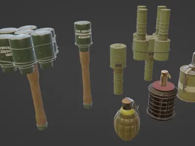 WW2 Explosive Pack Low-poly 3D model