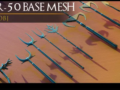 155 Models Of Weapons - Cold Weapons-3D Model-UV-Spear-Vol 07 Low-poly 3D model