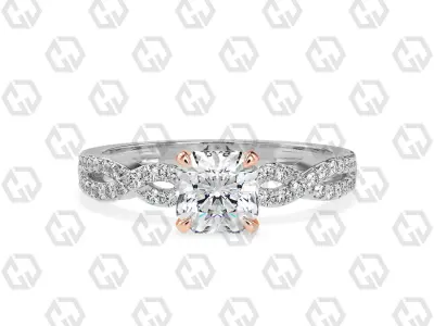 Ring 150 Radiant shape twisted shank pave set ring 3D print model